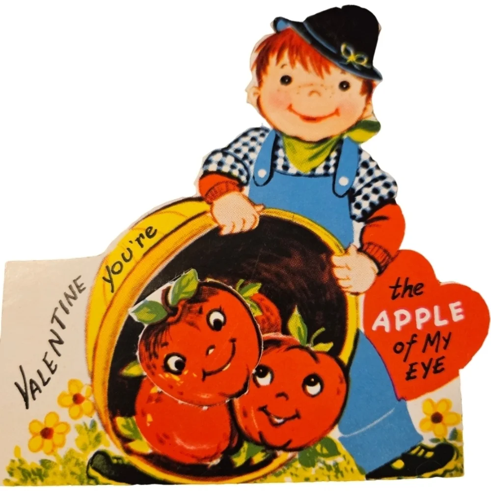 vintage Valentine's Day die-cut cards, likely from the 1930s to 1960s